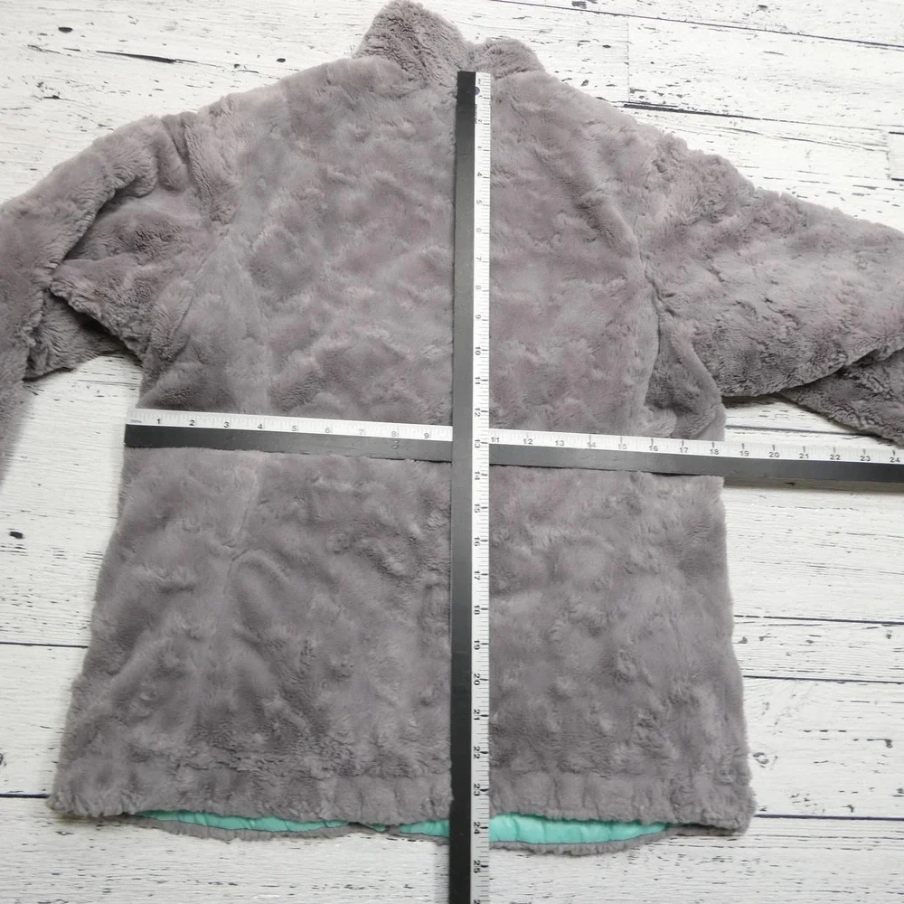 The North Face Jacket Girls XL 18‎ Green Reversible Mossbud Swirl Fleece Quilted